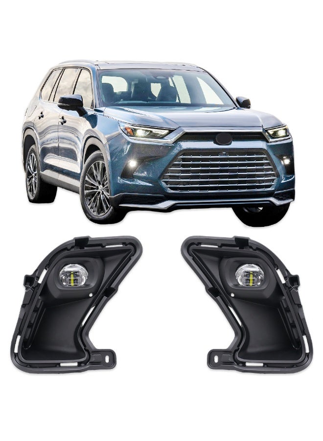 DLAA Pack of 2 Front TY2493L LED Fog Lamp with Black Frame, Wires & Switch Suitable for High Lander 2024-ON | 1 Year International Warranty - Image 1